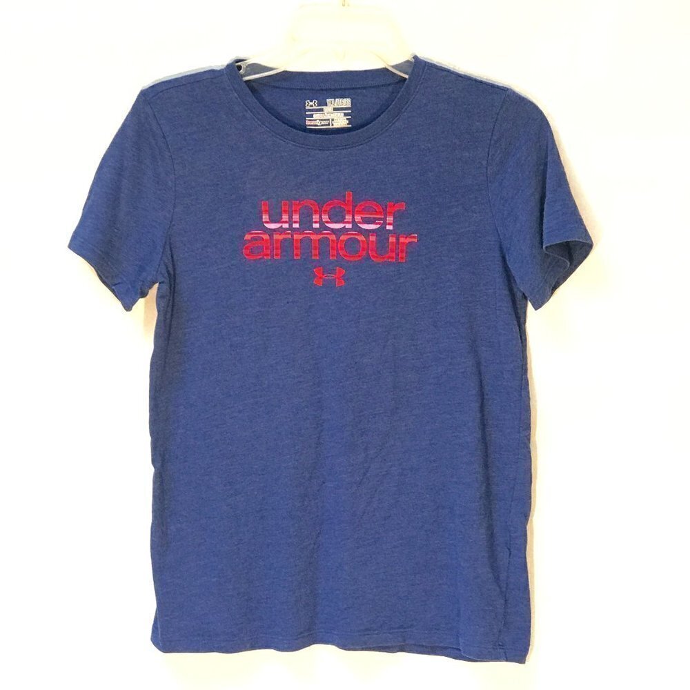 UNDER ARMOUR Blue Pink Workout Top Tee T Shirt